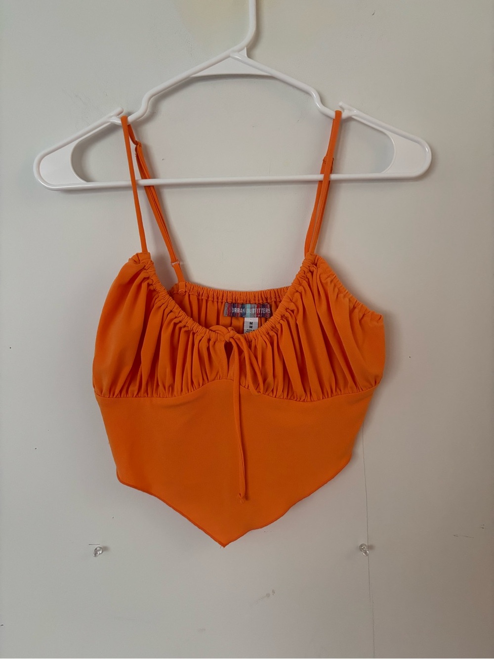 urban outfitters bright orange bow tie front cropped flowy crop top tank top 🧡